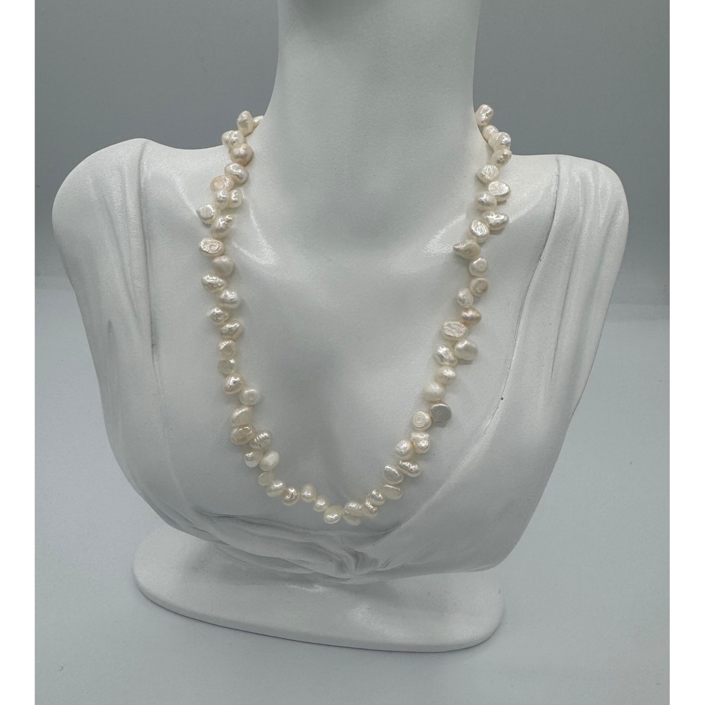 Oshena Pearl‎ Necklace Women OS White Baroque Freshwater Strand Gold MSRP $225